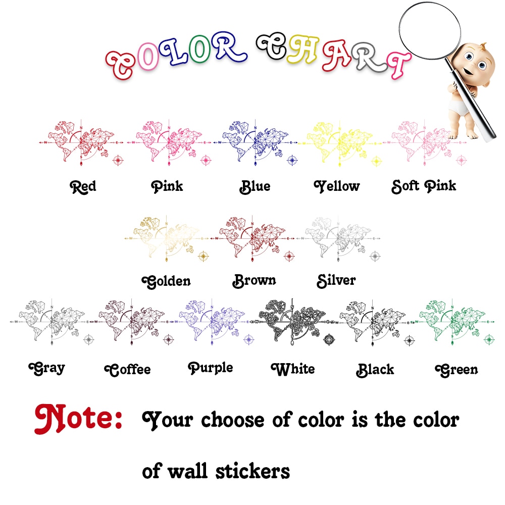 Large World Mape Compass Wall Decal Travel Adventure Exploration Global Earth Vinyl Wall Sticker Office Classroom Kids Room