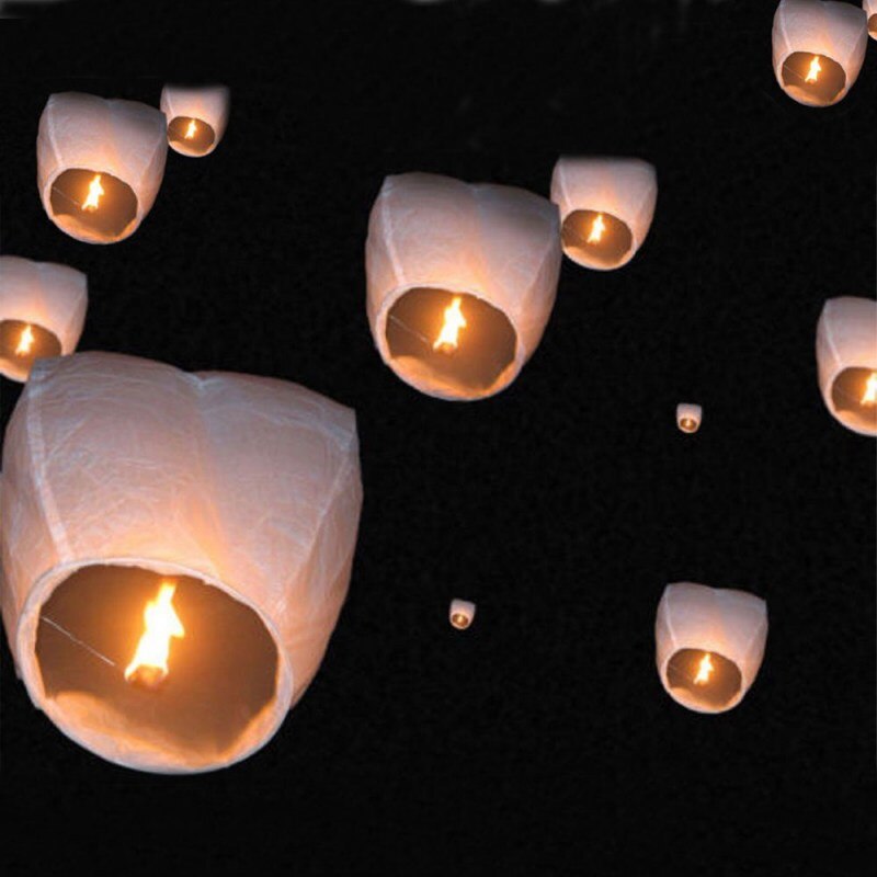 10PCS Chinese Paper Flying Wishing Lanterns Fly Candle Lamps Christmas Party Wedding Decoration