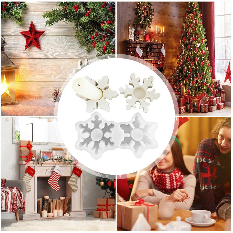 Snowflake Silicone Candle Holder Mold, Epoxy Casting Mold, 2-Cavity Tealight, Candle Holder