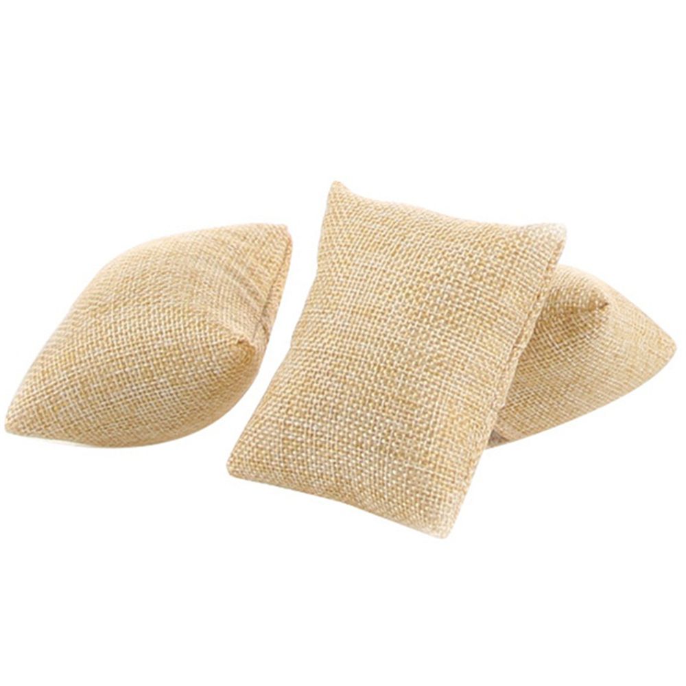 2pcs Small Beige Cushion Linen Pillow for Jewelry Pendant Necklace EarringS Bangle Bracelet Display Holder