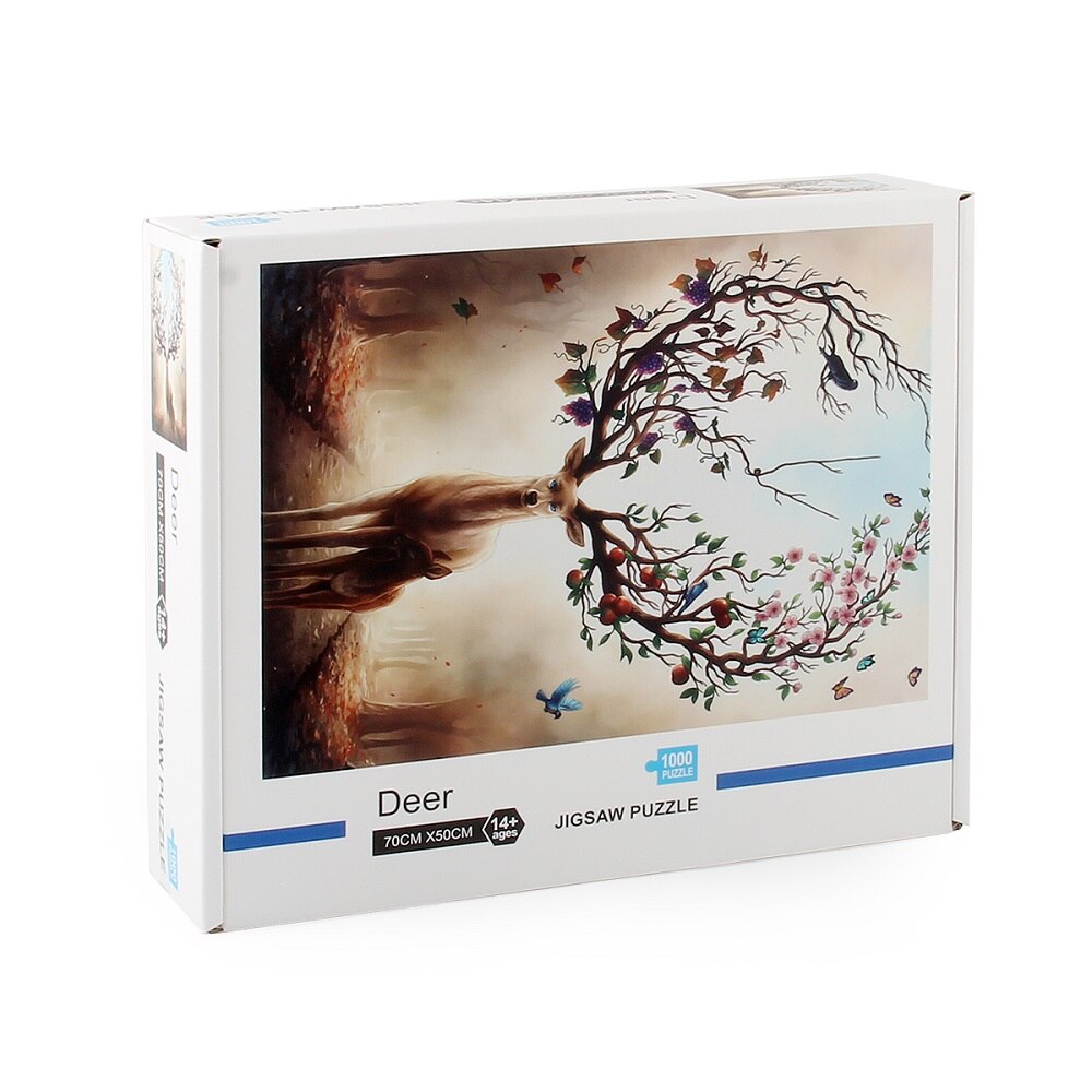 Jigsaw Puzzles 1000 Piece Puzzles for Adult Kids Educational Intellectual Decompressing Fun Family Game-Deer: Default Title