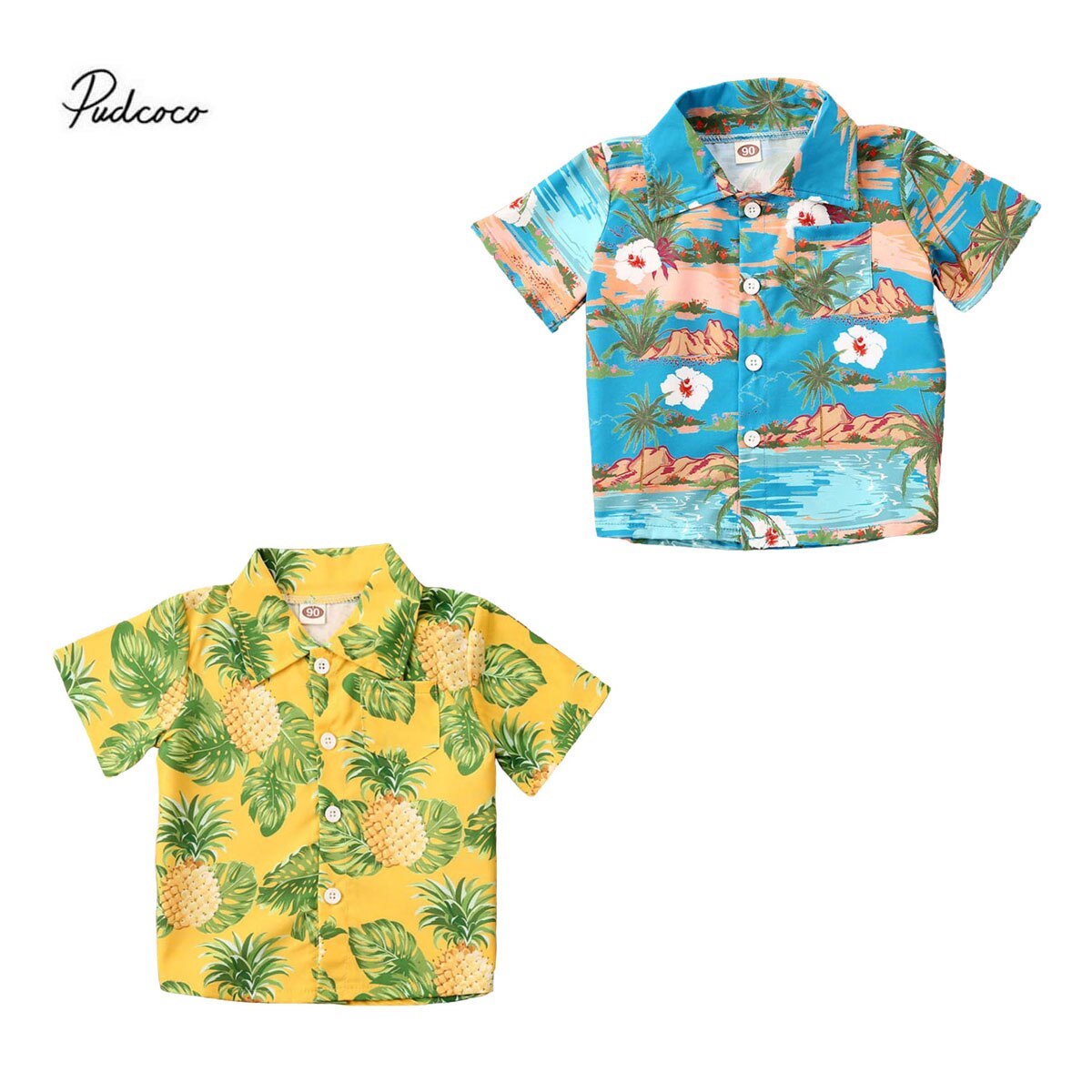 6M-5Years Short Sleeve Shirts for Toddler Kids Baby Boy Printed Tops summer beachwear