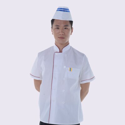 chef sombrero hotel uniforme chef uniforme restaurante sombrero cocinero uniforme chef ropa de trabajo servicio de comida: Azul