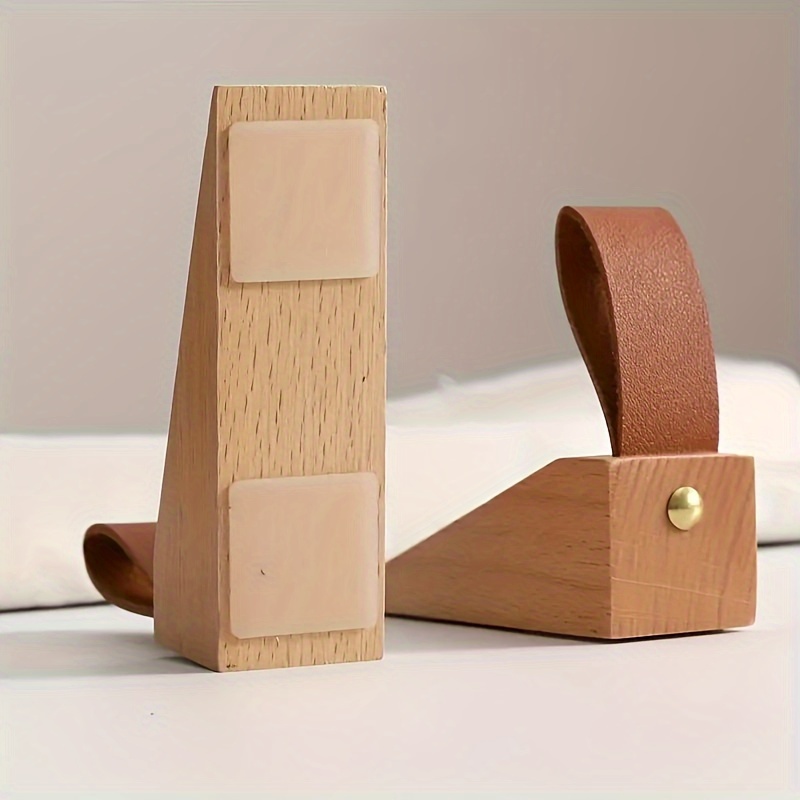 1pc Reinforced Wooden Door Stopper with Anti-Slip Bottom Blade, Under-Door Installation, for Home or Office Use