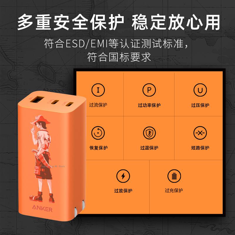 Original anker nano iii 3- -port 65w schnellladegerät 2- c 1a ausgänge schnellladung usb -a 60w max 100-240v eingänge mit usb-c auf c