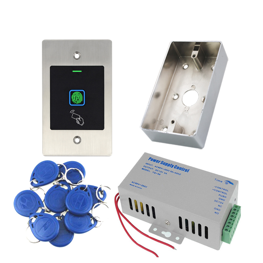 Embedded Gate door RFID Access Card Fingerprint 125KHz EM card Access Control Machine lP66 Waterproof Metal reader 1000 user: EF2 base power