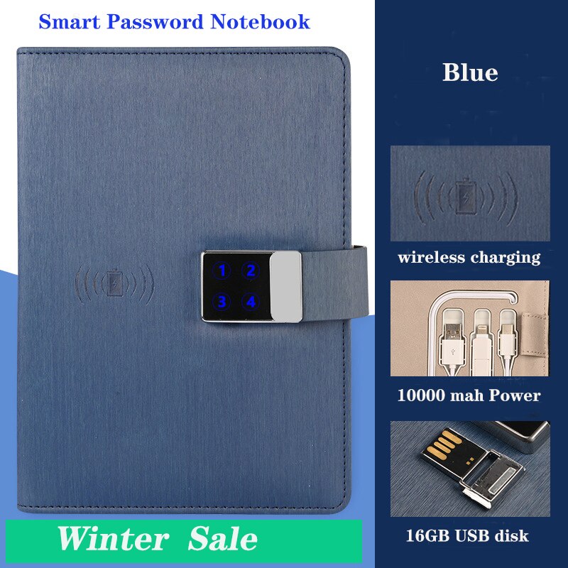 smart notebook password lock notepad wireless charging tape U disk charging intelligent digital touch password lock notebook