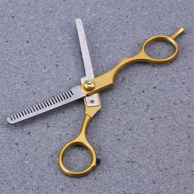 Tijera de pelo dorada para cortar, herramienta de estilismo, dientes de pelo, tijeras de acero inoxidable, tijeras profesionales para peluquería barbería y corte de pelo