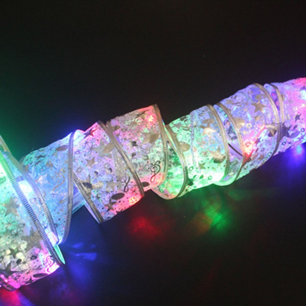 10m LED Ribbon Christmas String Light Christmas Tree Topper Bow Ribbon Decor Home Decorations Lights Lighting Strings