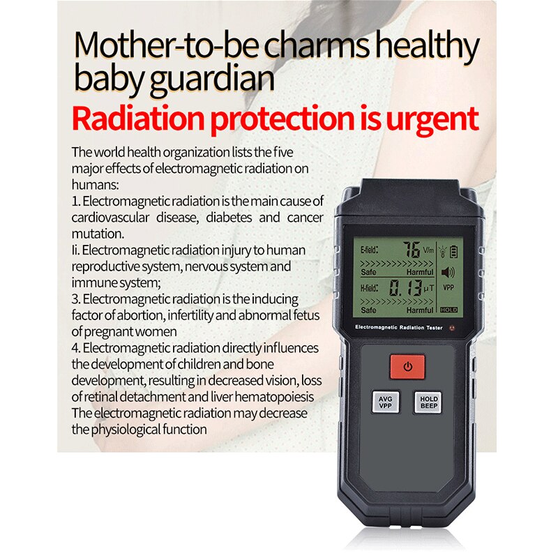 ET825 Handheld EMF Meter &amp; Battery Electromagnetic Field Radiation Tester Mini Digital LCD Detector Dosimeter for Computer Phone