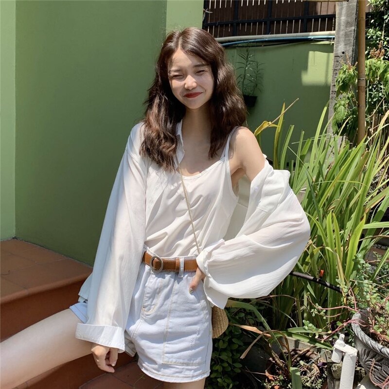 Kvinder skjorter og bluser feminin bluse top langærmet afslappet hvid turn-down krave street style kvinders løse bluser