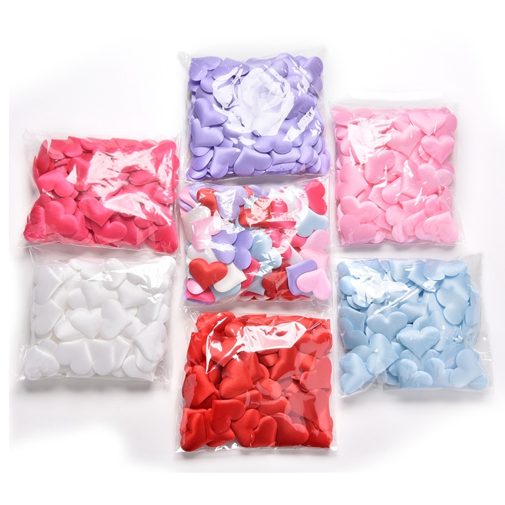 100 stk / pakke 35mm x 30mm stof hjerteformede konfetti bryllup kaste kronblade romantiske bryllupsdekorationer