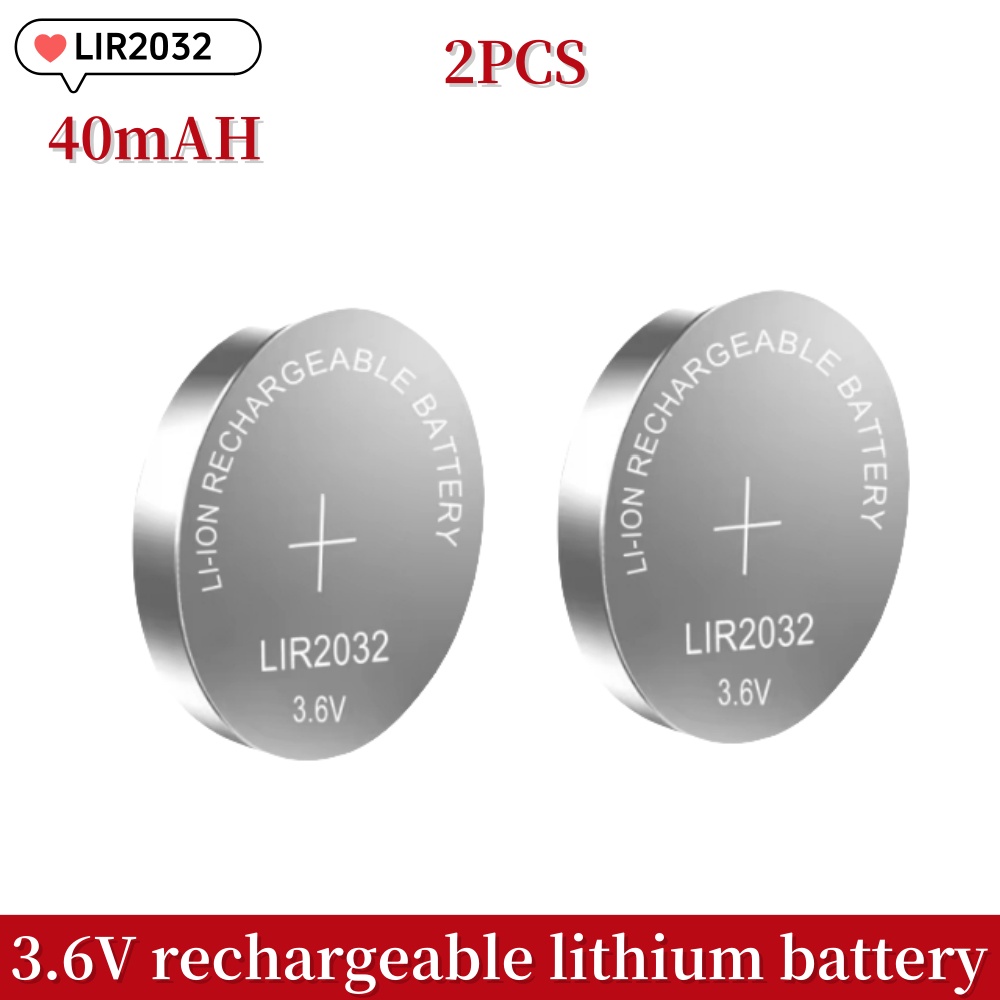 2PCS LIR2032 LIR2016 LIR2025 LIR2430 LIR2450 LIR1632 3.6V Rechargeable Lithium Battery Replaces CR2032 2430 2450: Yellow