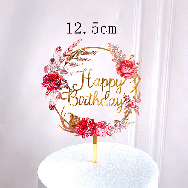 1PC kolorowe kwiaty cylinder na tort urodzinowy złoty akryl urodziny na przyjęcie deser dekoracja na niemowlę prysznic naczynia robić pieczenia