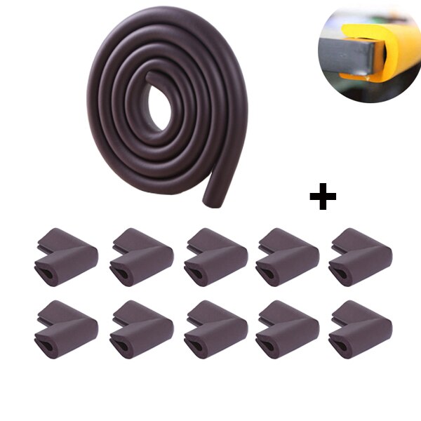 U Shape Baby Safety Equipment Glass Table Edge Strip Corner Protector Home Furniture Child Protection Guards Cover with Tape: Brown Set