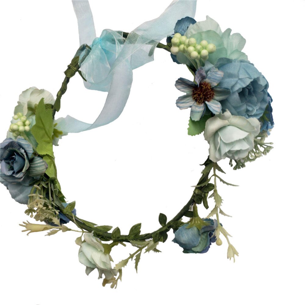 Tocado de novia de boda niña tocado flor boda cinta para el cabello con guirnalda de flores Floral