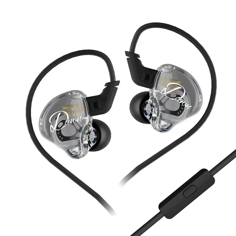 Kz dawn bedrade in-ear hifi-koptelefoon, volledig transparante muziekheadset, sport- en gaming-koptelefoon met microfoon.: Wit