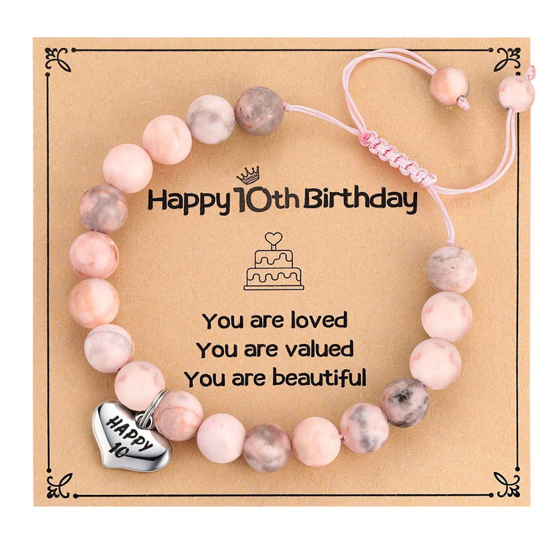 Alles Gute zum Geburtstag für 5-25 Jahre alte Mädchen, Geburtstag geflochtene Perlen Armbinde für ändern 5 bis 25 Tochter Enkelin Nichte: dunkel Gold