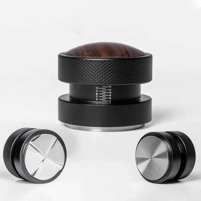 Distribuidor de café por gravedad calibrado de profundidad ajustable de acero inoxidable, herramientas profesionales para Barista, 51/53/58,35mm