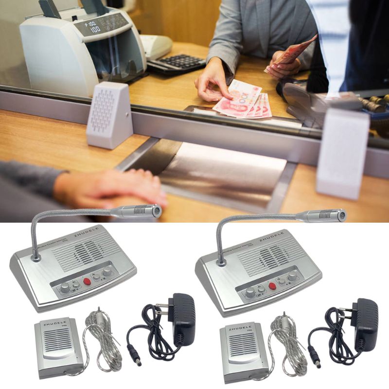 2 Way Window Intercom System Bank Counter Interphone Zero-touch For Business Store Bank Station Ticket Window 9906