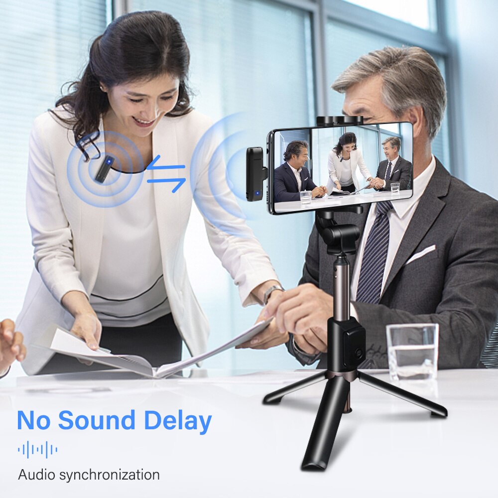 Wireless Lavalier Microphone Portable Audio Video Recording Plug-and-Play Mic For IPhone 12 13 iPad xiaomi Android Video Camera