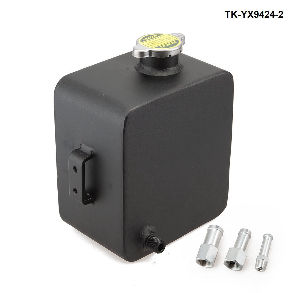 Universal 2 Litre Polished Alloy Header Expansion Water Tank& Cap WATER HEADER TANK Coolant Overflow Tank Reservoir Kit: Black