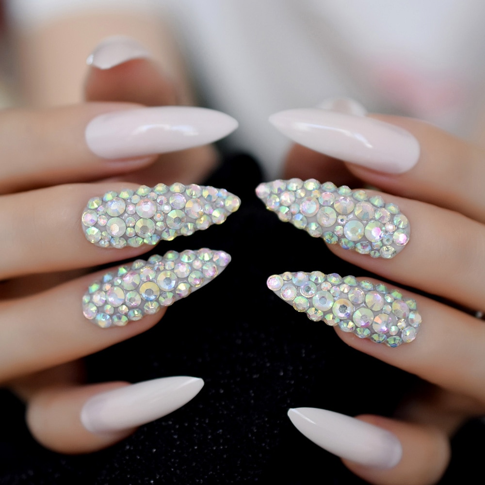 Faux ongles personnalisés Extra longs pour Salon de manucure, rose clair clair, UV, pour Festival, 24 Ct