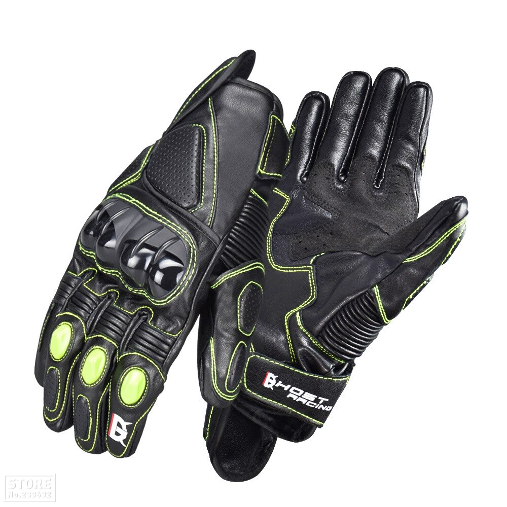 GHOST RACING Guantes de Motocicleta Guantes para motocross de verano de medio dedo Guantes para motocross de fibra de carbono Guantes de Moto transpirables: GR-ST01 green / L