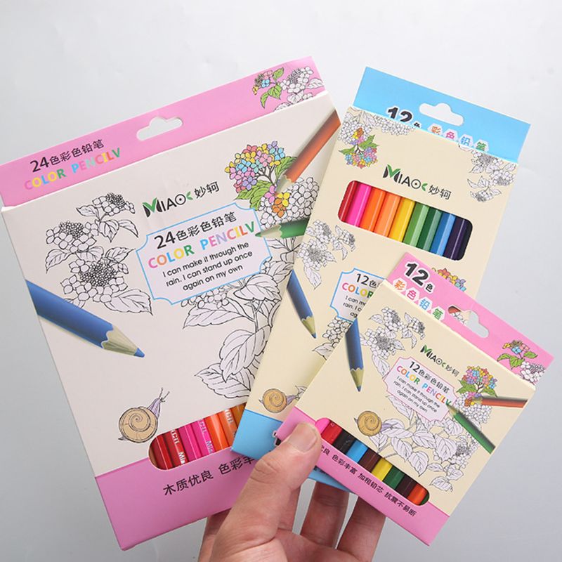 Lápices de colores de madera Natural para dibujo, suministros de bocetos para artista, oficina y escuela, 12/24 unidades
