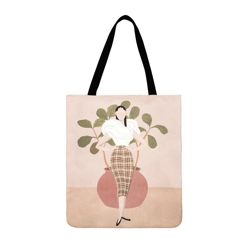 Sacchetto di modo Havana di Arte Della Ragazza del Sacchetto di Stampa Sacchetto di Acquisto Pieghevole Sacchetto di Spalla Delle Signore Per Le Donne Casual Tote Borsa Da Spiaggia All'aperto borse: 6 / 35x40cm