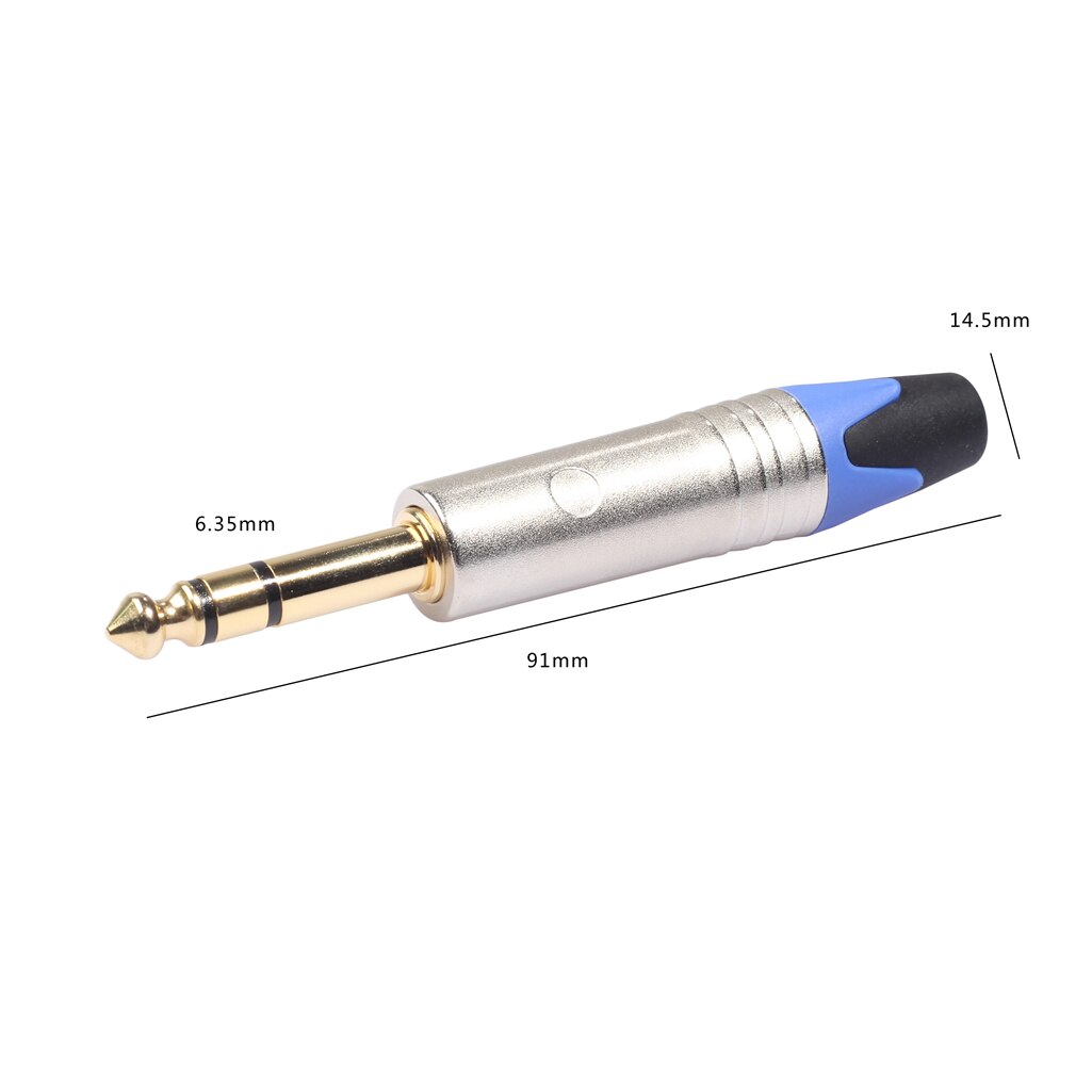 Rexus forgyldt 90 grader 6.35mm jack hanstik stereostik til mikrofon 1 stk 2 stk 10 stk: Blå / 2 stk