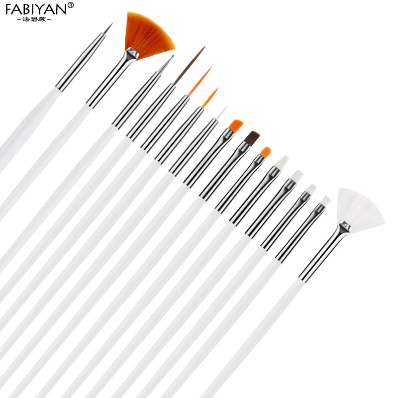 Set 15 Borstel + 5 Puntjes Pen + 5 Rolls Tape Striping Line Tips + 1 Case Houder Nail Art decoratie Manicure Gereedschap Diy