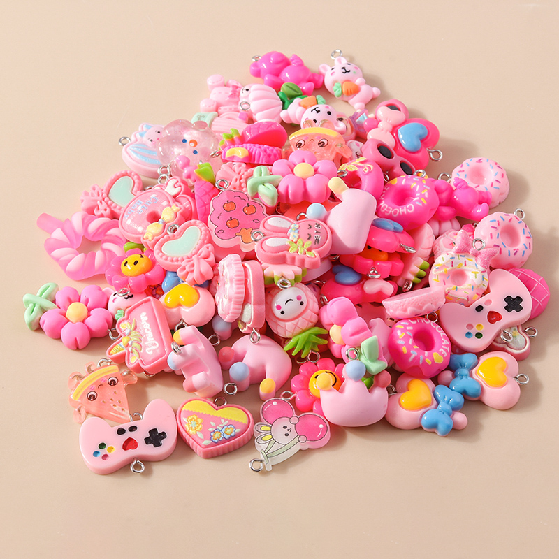 Dijes de resina con forma de corazón y Flor de Animal para pendientes, colgantes de collar hechos a mano, accesorios para hacer joyas, 10 piezas, 6 colores mezclados: Marrón