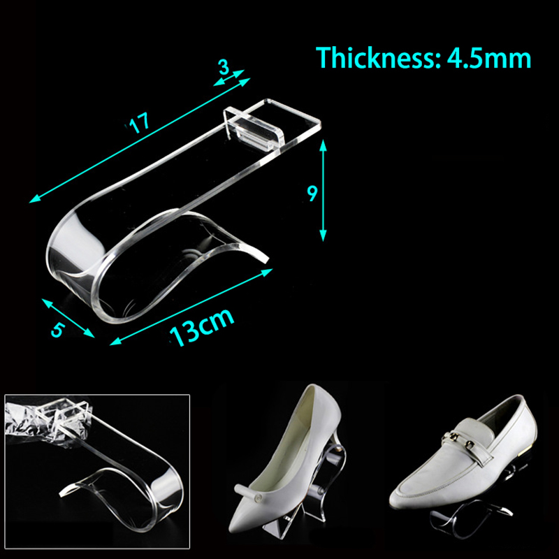 Soporte de exhibición de zapatos transparente de acrílico, soporte de estante de zapatos en forma de U para tienda de zapatos, elevador de exhibición, organizador de almacenamiento de zapatos para el hogar: Gris oscuro