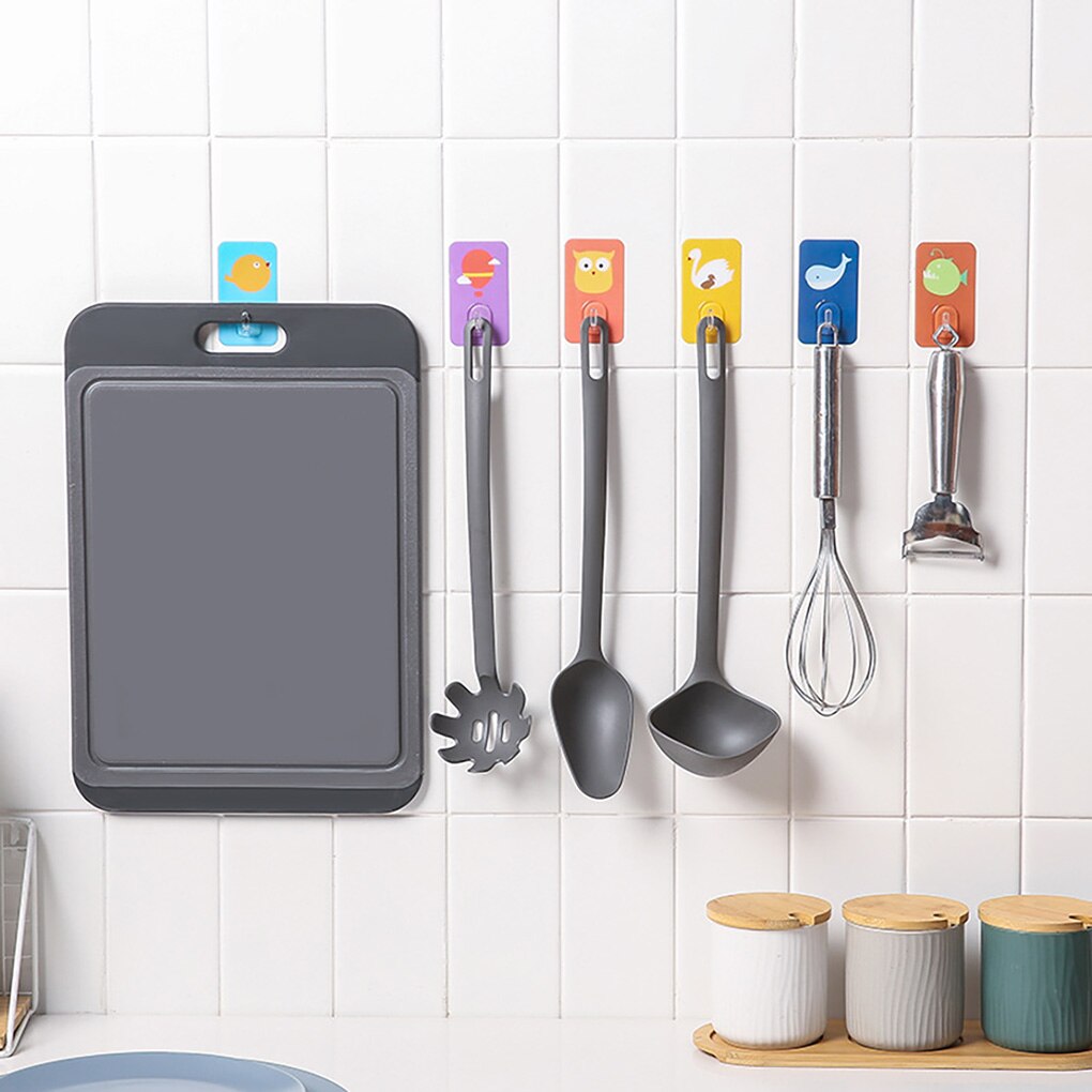 10Pcs Cartoon Zelfklevende Haken Muur Gemonteerde Keuken Traceless Muur Haak Voor Slaapkamer Woonkamer Wc