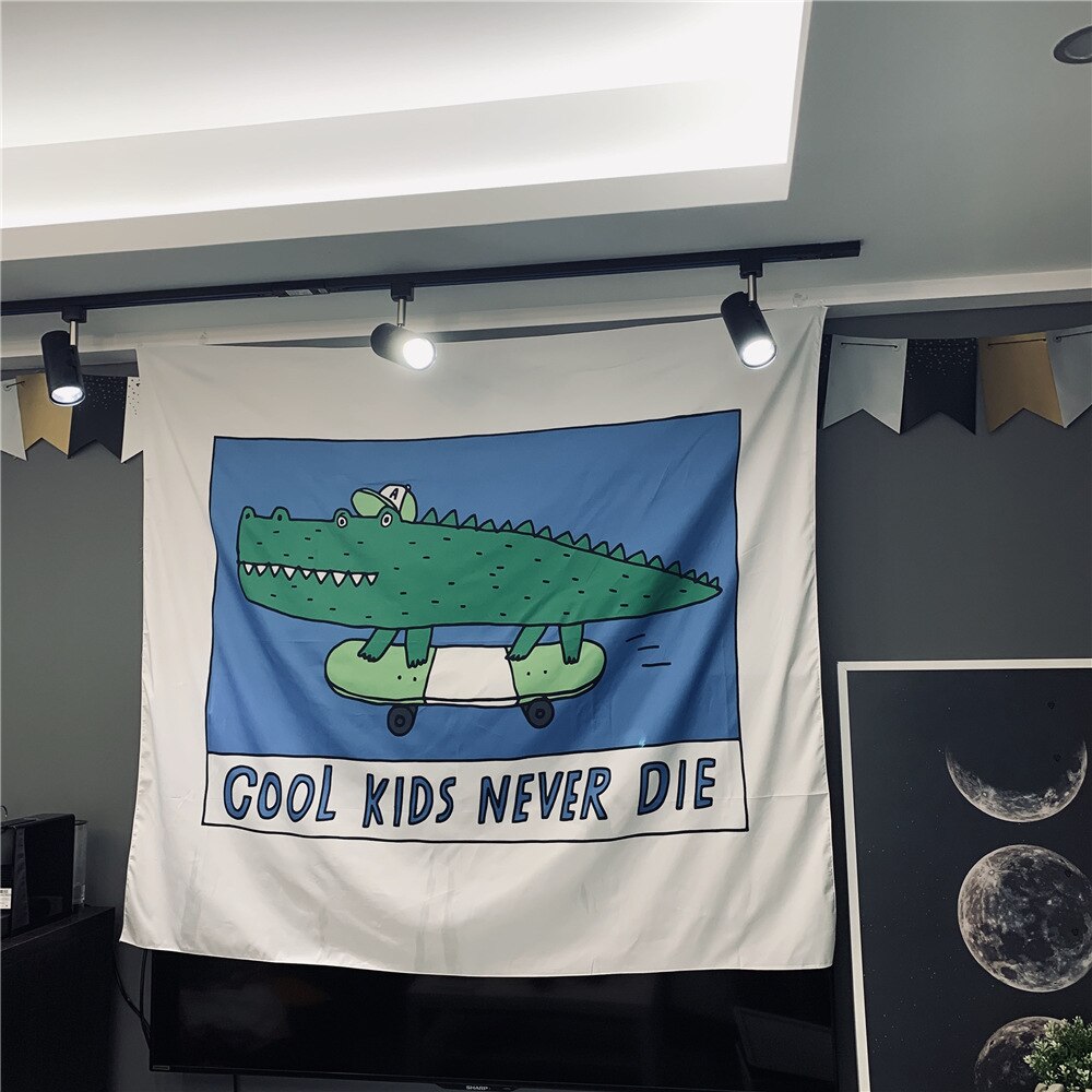 Crocodile Cartoon Painting Tapestry Cool Kids Neve... – Grandado