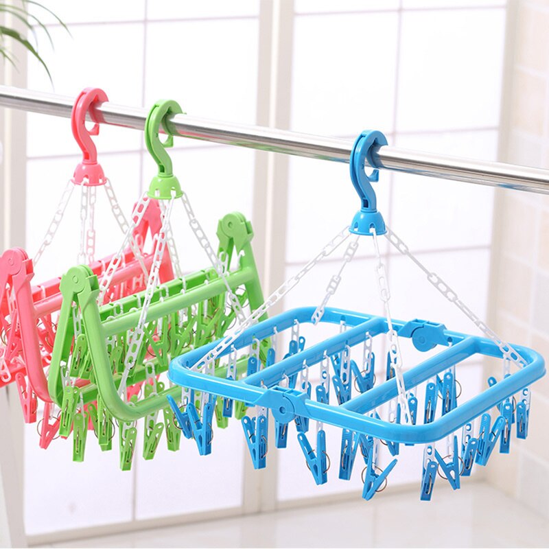 Bæredygtig Tøjbøjle med Clips - Foldbar 33cm - til Sokker og Undertøj