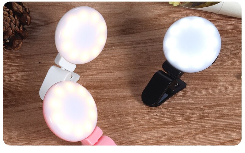 360 ° rotatif Froid 3 Vitesses Gradation lumière de Remplissage De Téléphone Portable 10 Perles de Lampe LAMPE LED POUR SELFIES Photographie Lumière De Clip