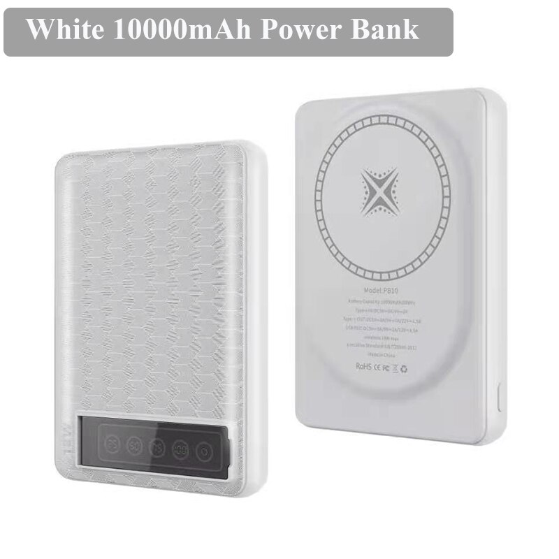 15W Mini magnetisch Energie Bank Für iPhone12 10000mAh magnetisch kabellos Handy, Mobiltelefon Energie Bank Tragbare Mini Tasche Externe Batterie: Weiß