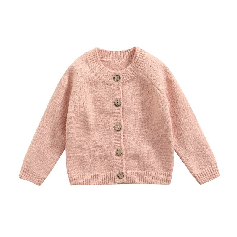 0-24M Unisex Baby Breien Truien Lange Mouw Knoppen Warme Winter Fluwelen Shirt Voor Baby Jongens Meisjes Beige bruin Roze Vest