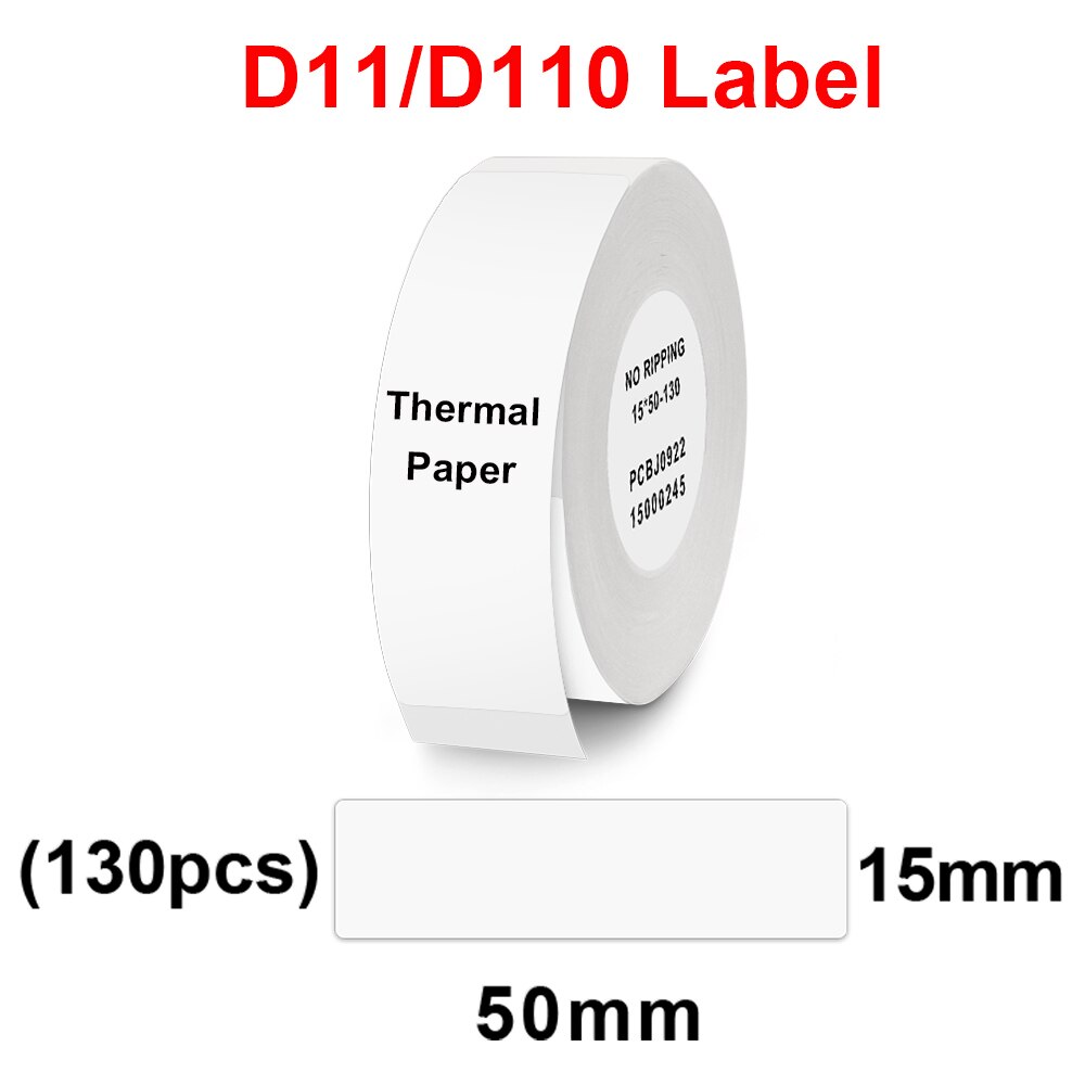 D11 elastyczny kabel papier do Niimbot D11 D110 przenośny Mini bezprzewodowa drukarka etykiet Bluetooth wodoodporny D11 etykieta druku papieru: 15x50mm 130pcs