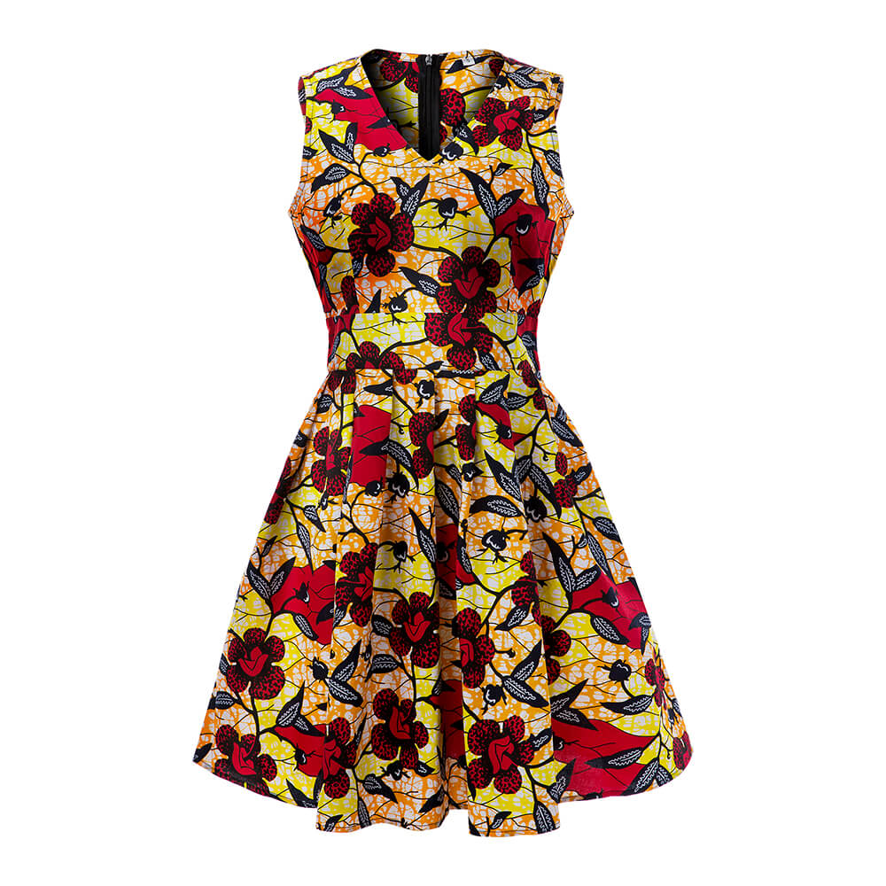 Africanos vestidos para las mujeres nueva cera Ankara vestido vestidos africano tradicional vestido africano ropa vestido sin mangas