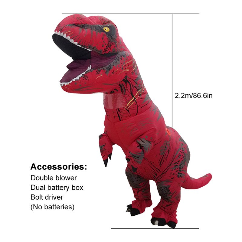 Opblaasbare Dinosaurus Kostuum voor Purim Kids Volwassen T REX Halloween Cosplay Party Opblaasbare Kostuum Mascotte Party Dinosaur Kostuum: Adult-red