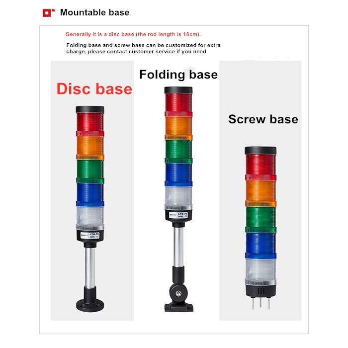 Tour de signalisation à Led, diamètre 70mm, 24V, lumière rouge, jaune, verte, multi-couches, piles, voyants d'alarme, lampe d'avertissement pour Machine industrielle