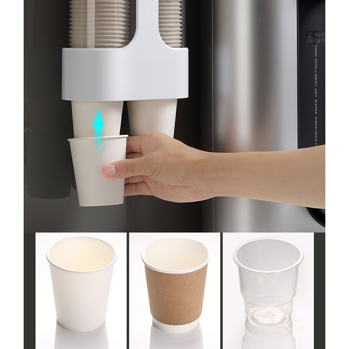 Transparent Cup Dispenser Double Tube Wall-Mount Paper Cup Rack Pull Type Disposable Holder Dustproof Dispenser Paper Cup Holder