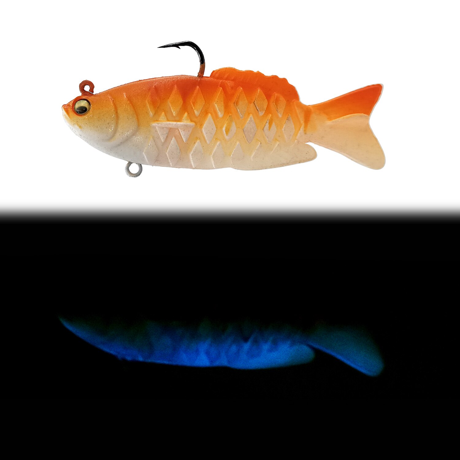 THETIME NAUGHTY Soft Shad Bait 21g Ultrasoft Multisection Silicone Jig Head Lure Dark Sleeper Swimbait for Bass Fishing: Color 08