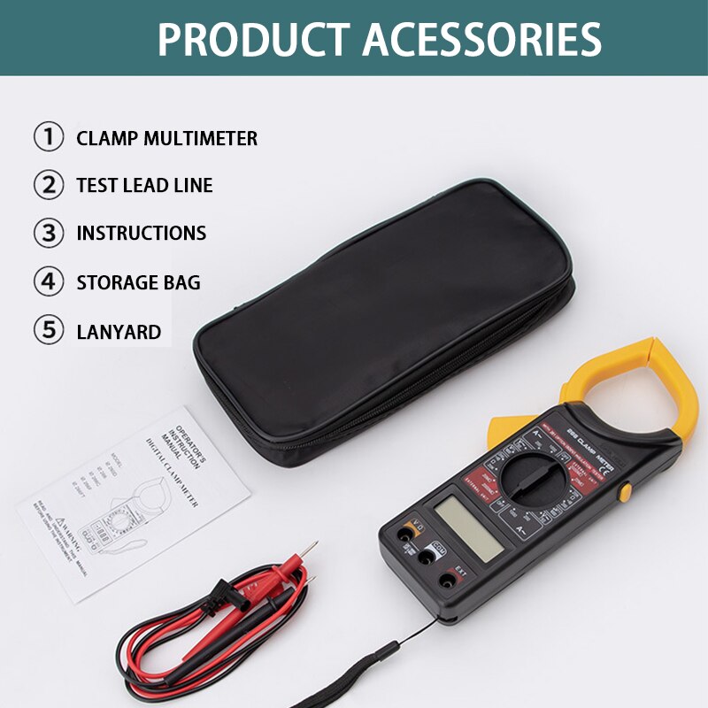 Digital Current Clamp Voltmeter Ohmmeter Ammeter Ohmmeter Volt Buzzer Data AC Handheld Non-contact Multimeter