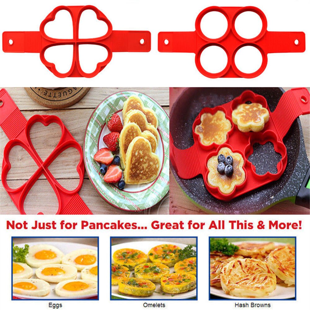 Non Stick Flippin' Fantastic Pancake Pan Flip Perfect Breakfast Maker Eggs Omelette Flipjack Tools 4 Grids Pancake Maker Tools