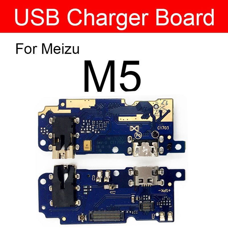Usb-opladning oplader jack port board til meizu meilan  m1 m2 m3 m3s m5 m5s m6 s6 u10 u20 max note usb stik oplader board: M5