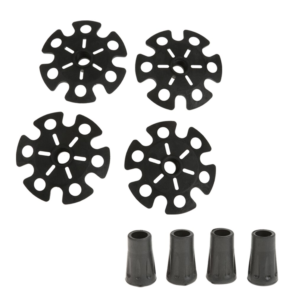 4 Set Rubber Snowflake Snow Basket + Trekking Poles Cap Walking Stick Tips Mountaineering Device Hiking Walking Sticks Access